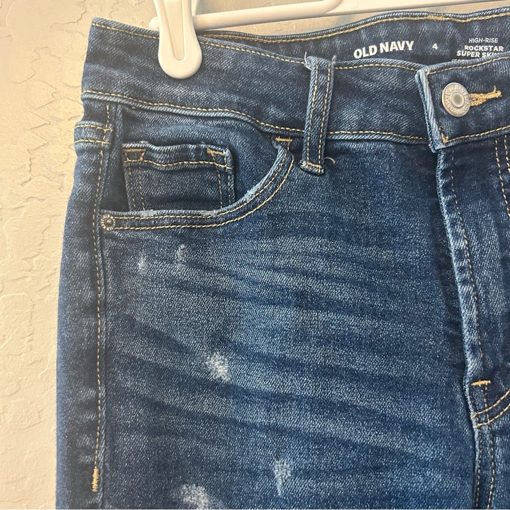 Old Navy high rise rockstar super skinny distressed jeans size 4 - Picture 3 of 16